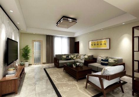 首创·天阅嘉陵140平米新中式三居室装修案例